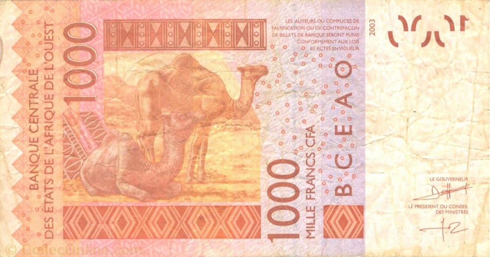 1.000 francs CFA Sénégal billets afrique 1 000 francs cfa senegal