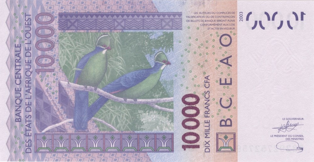 10.000 francs CFA Côte d'Ivoire billets afrique d 10 000 francs cfa cote ivoire