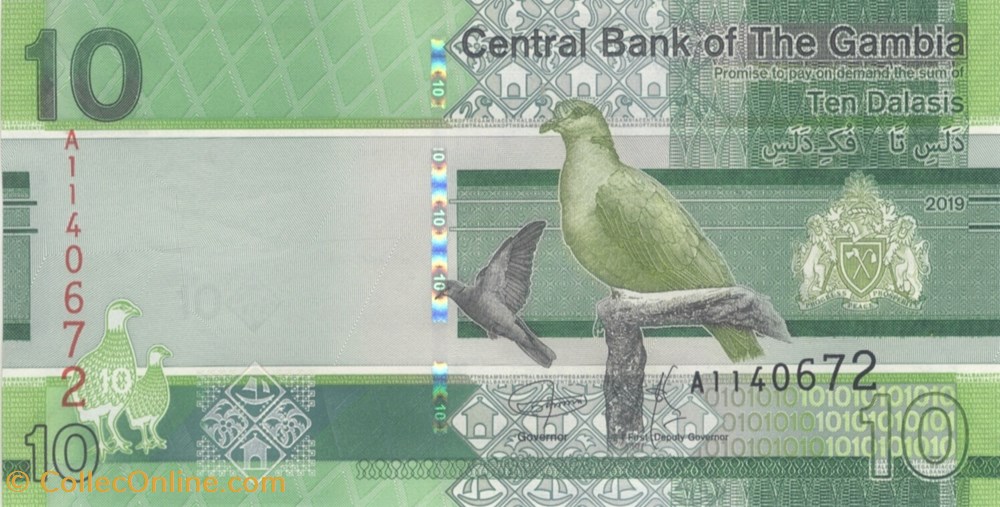 10 dalasis billets afrique gambie 10 dalasis