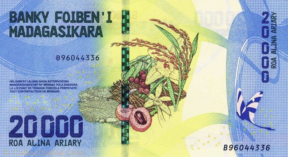 20.000 ariary billets afrique madagascar 20 000 ariary