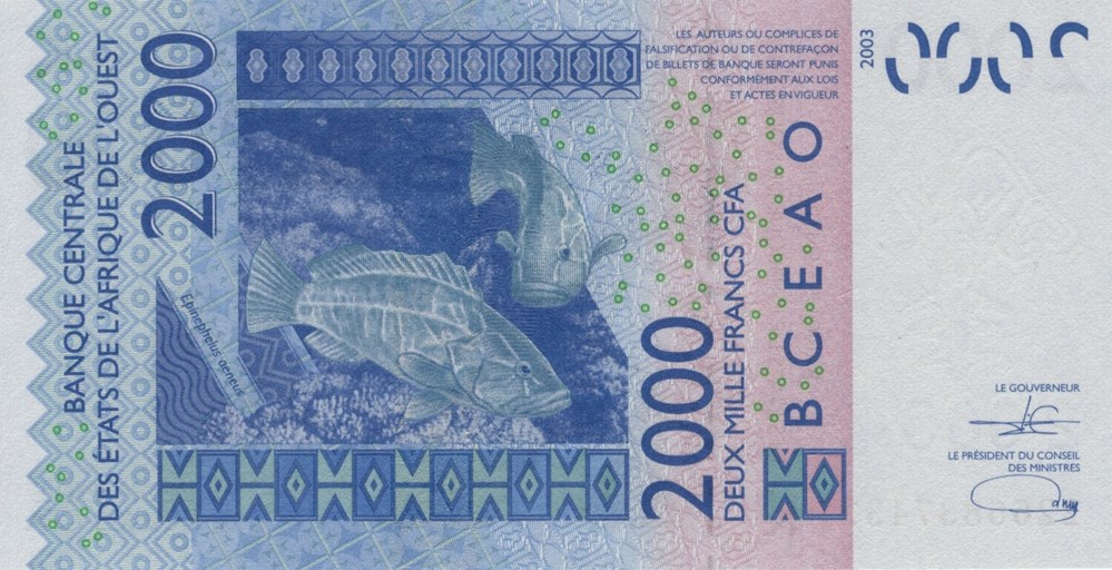 2.000 francs CFA Sénégal billets afrique 2 000 francs cfa senegal