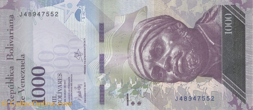 1.000 bolivars billets amerique du sud venezuela 1 000 bolivars