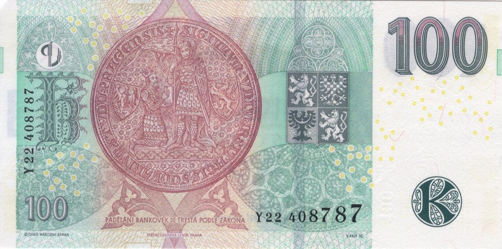 100 couronnes billets europe republique tcheque 100 couronnes