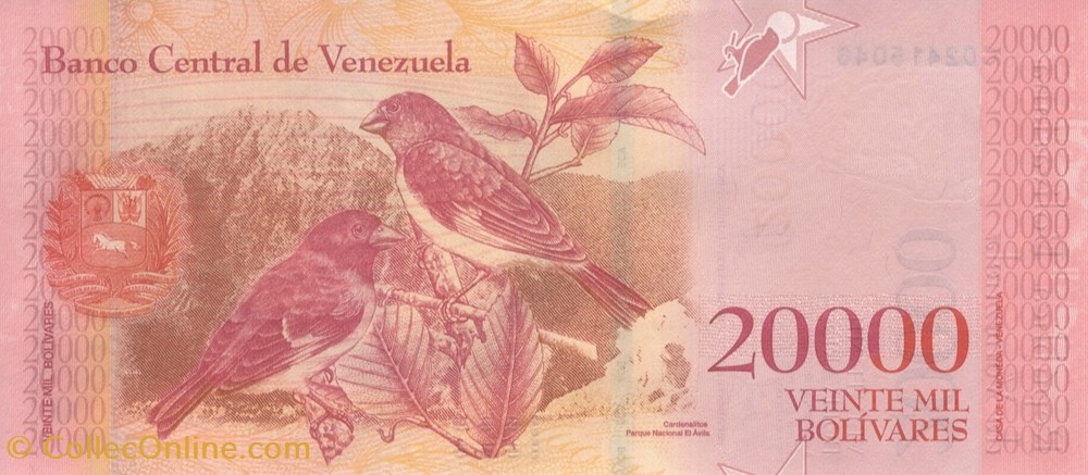 billets amerique du sud venezuela 20 000 bolivars