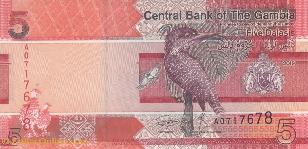 5 dalasis billets afrique gambie 5 dalasis