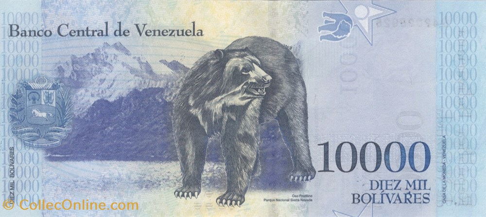 10.000 bolivars billets amerique du sud venezuela 10 000 bolivars