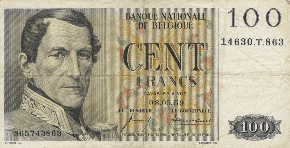 100 francs billets europe belgique 100 francs