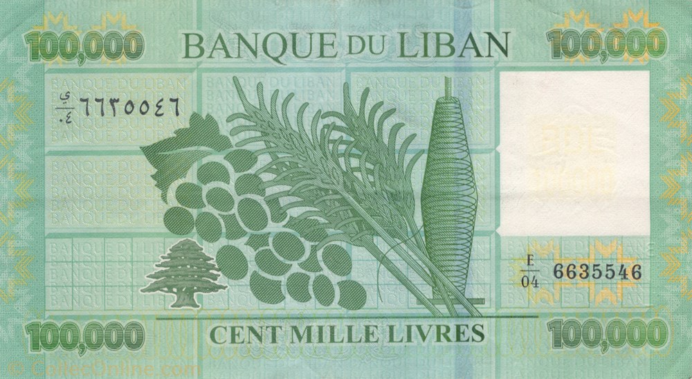 100.000 livres billets asie liban 100 000 livres