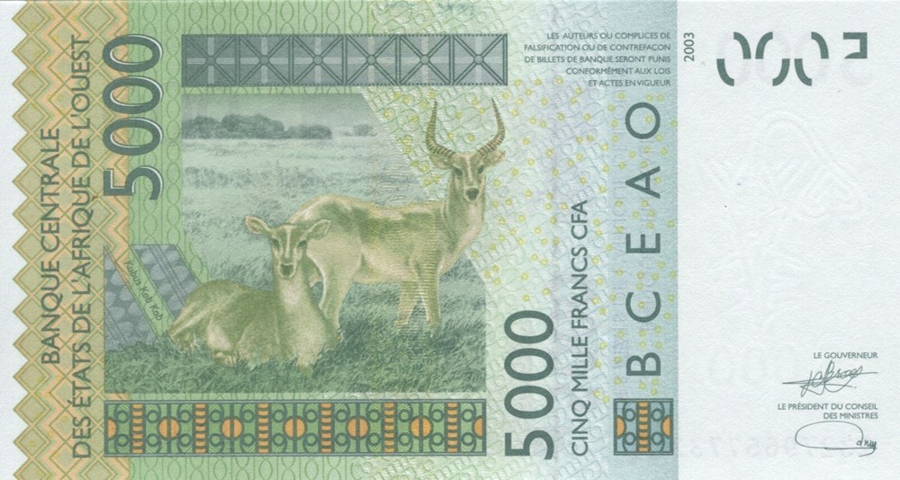 5.000 francs CFA Côte d'Ivoire billets afrique d 5 000 francs cfa cote ivoire