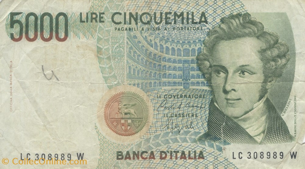 5.000 lires billets europe italie 5 000 lires