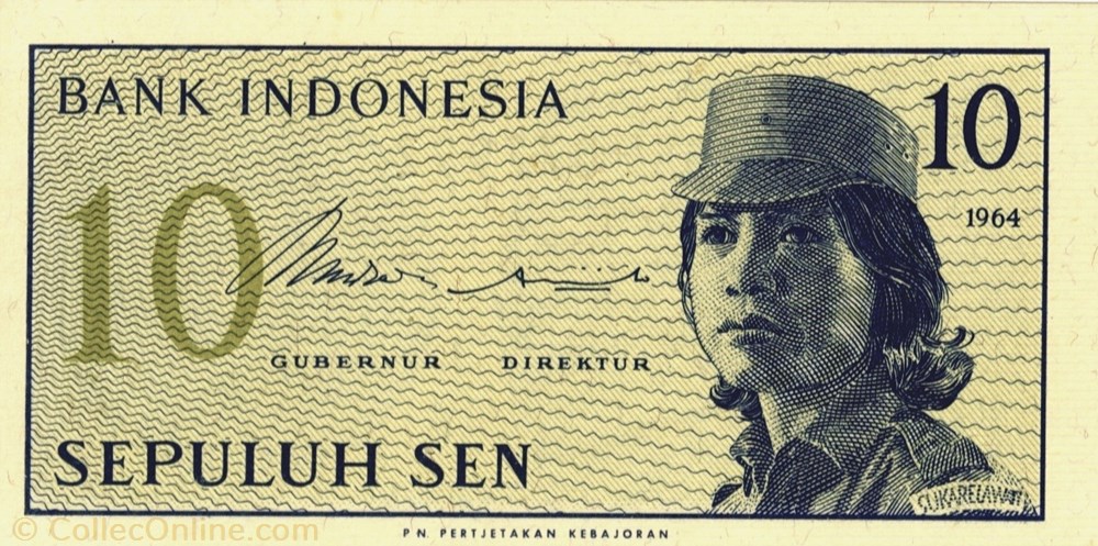 billet asie indonesie 10 sen