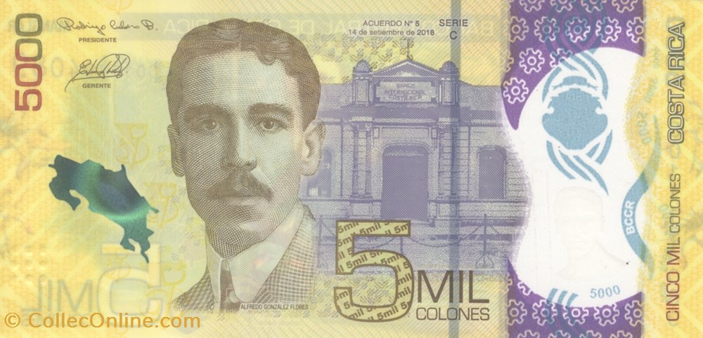 5.000 colónes billets amerique centrale et caraibes costa rica 5 000 colones