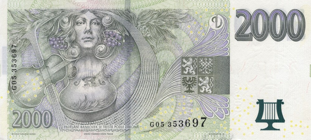 2.000 couronnes billets europe republique tcheque 2 000 couronnes