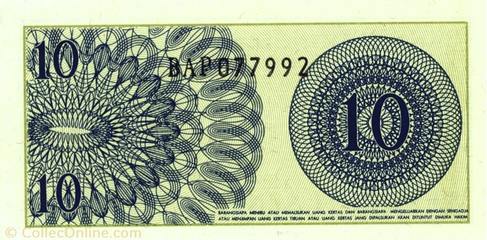 billet asie indonesie 10 sen