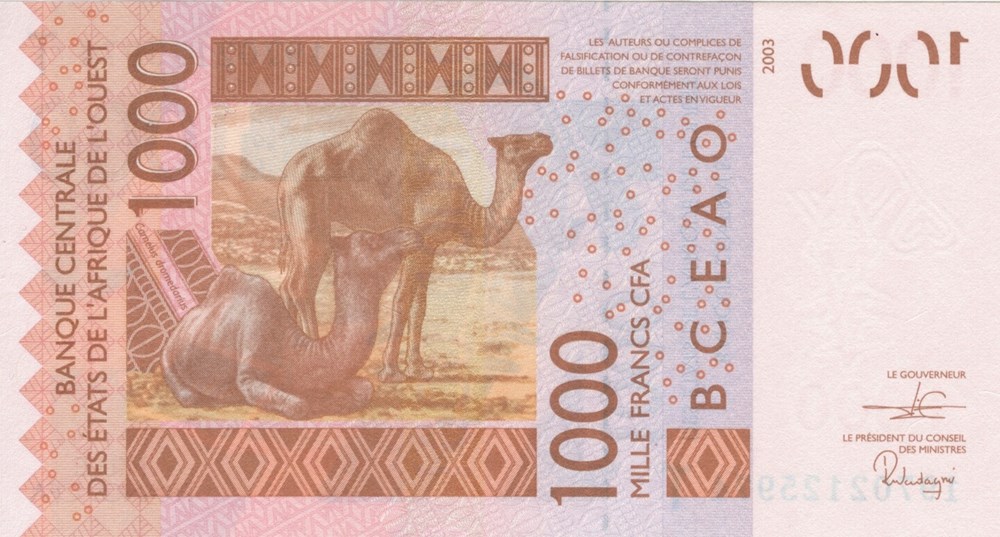 1.000 francs CFA Togo billets afrique 1 000 francs cfa togo