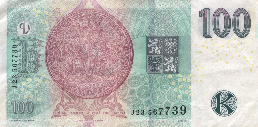 100 couronnes billets europe republique tcheque 100 couronnes