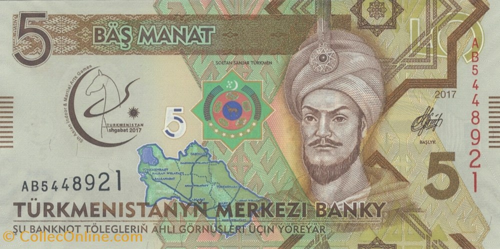 5 manat billets asie turkmenistan 5 manat