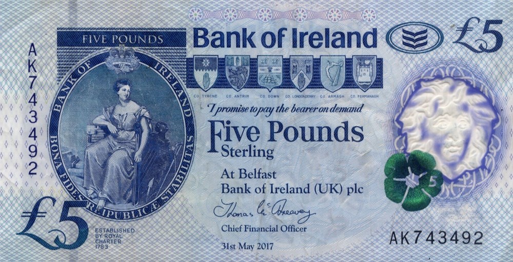 5 livres billets europe irlande du nord 5 livres