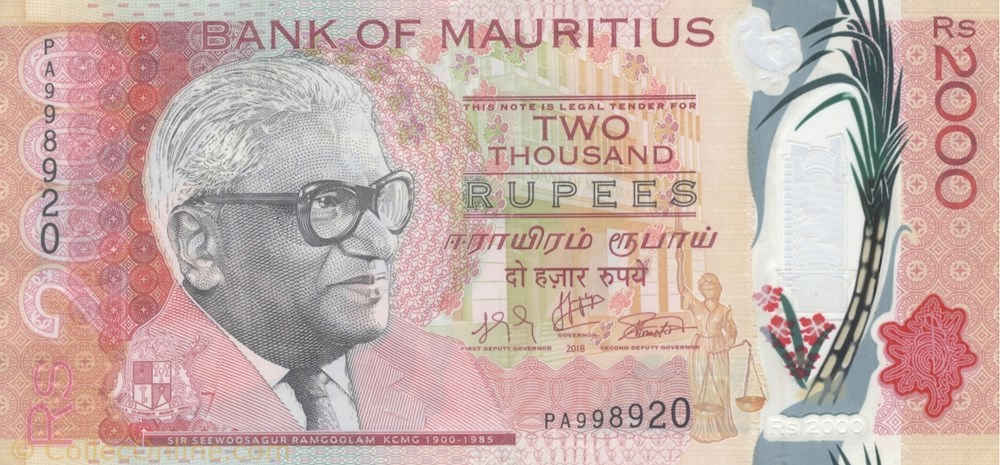 2.000 roupies billets afrique maurice 2 000 roupies