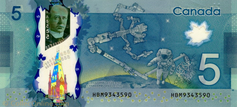 billets amerique du nord canada 5 dollars