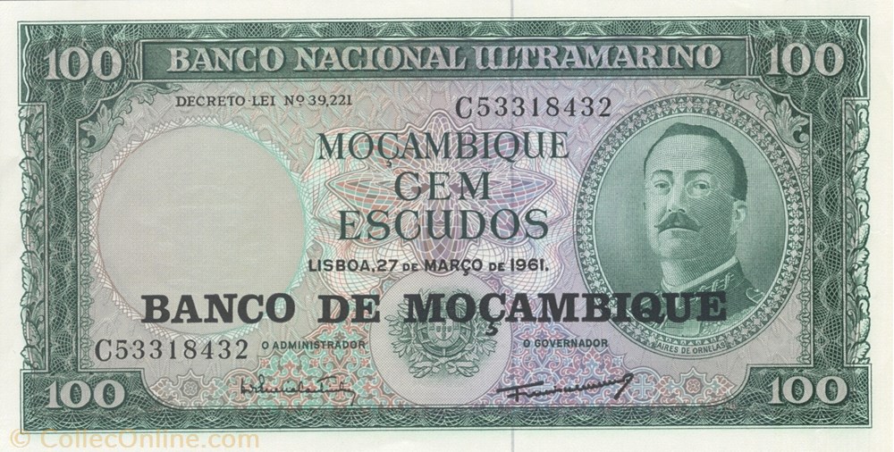 billet afrique mozambique 100 escudos