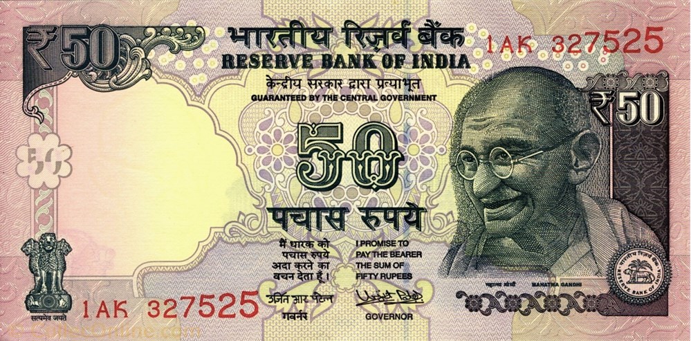 50 roupies billets asie inde 50 roupies