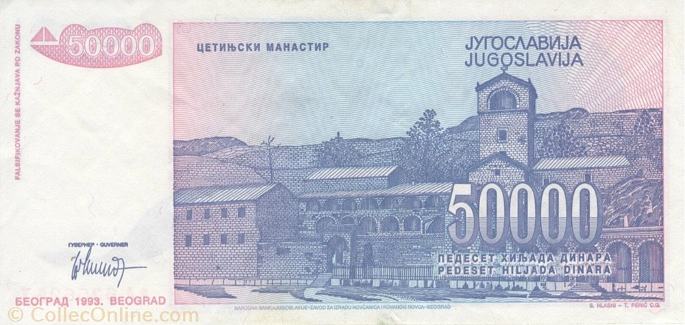 50.000 dinars billets europe yougoslavie 50 000 dinars