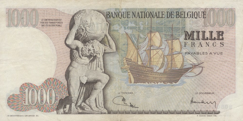 1.000 francs billets europe belgique 1 000 francs