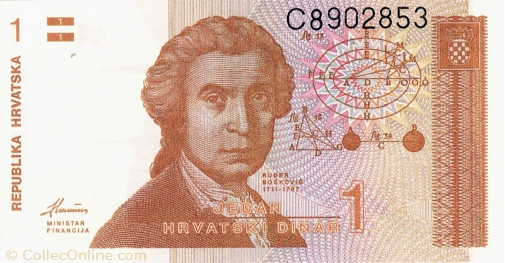 billet europe croatie 1 dinar