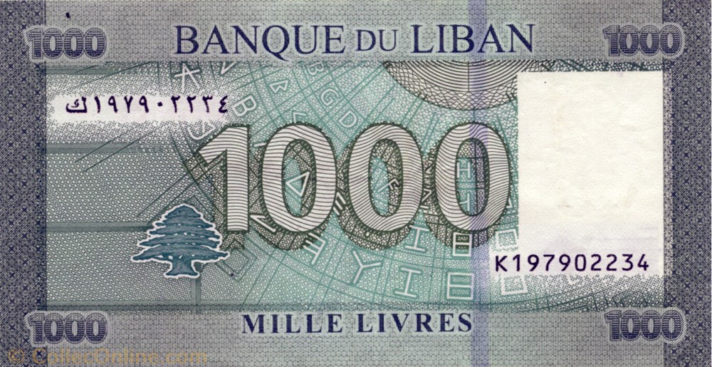 1.000 livres billets asie liban 1 000 livres