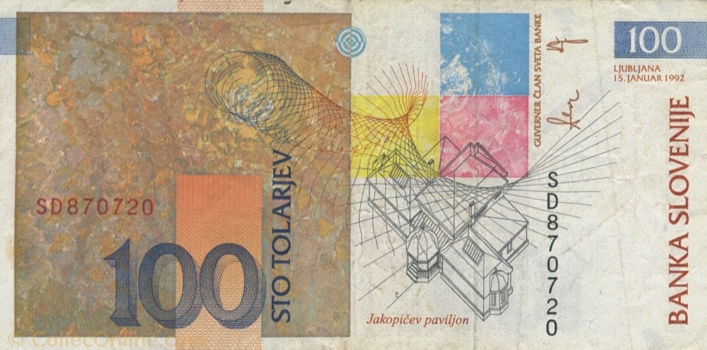 billet europe slovenie 100 tolars