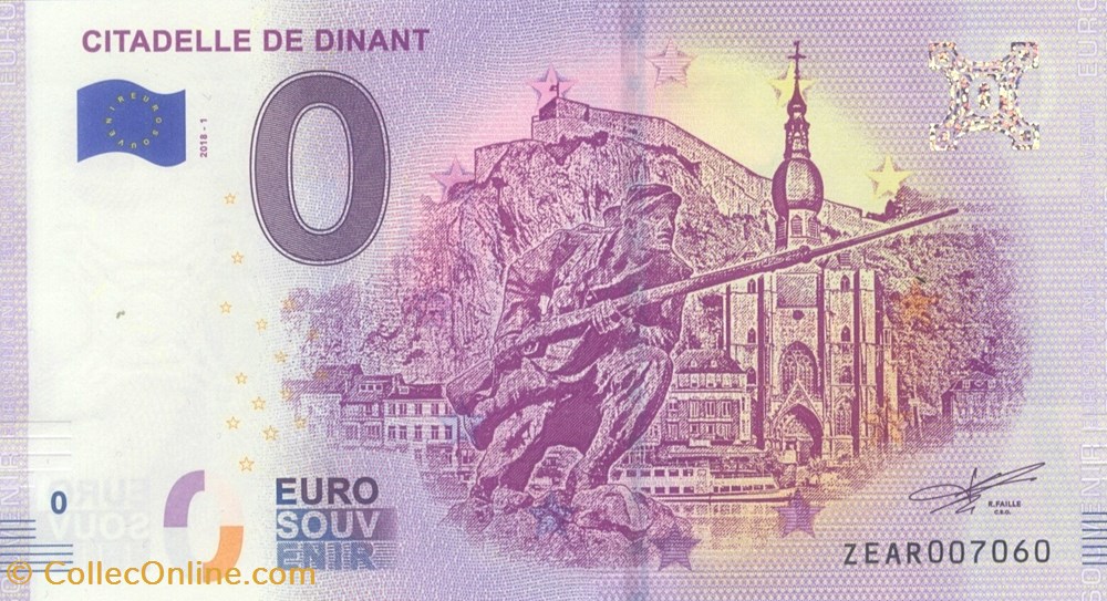 billet belgique o euro souvenir