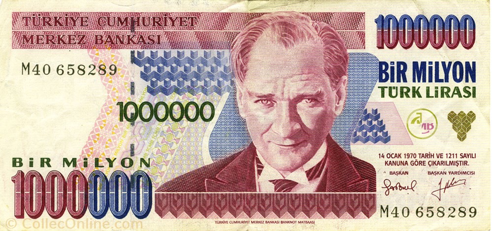 1.000.000 de livres billets asie turquie 1 000 000 de livres
