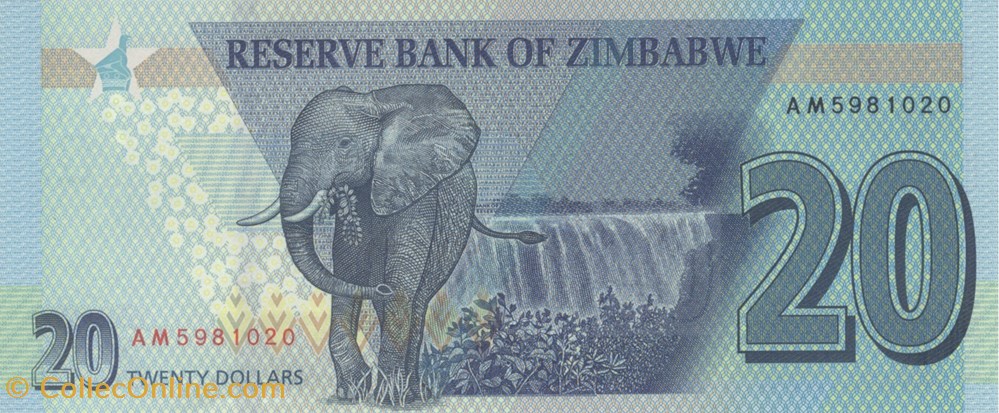 20 dollars billets afrique zimbabwe 20 dollars