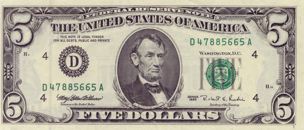 5 dollars billets amerique du nord etats unis 5 dollars