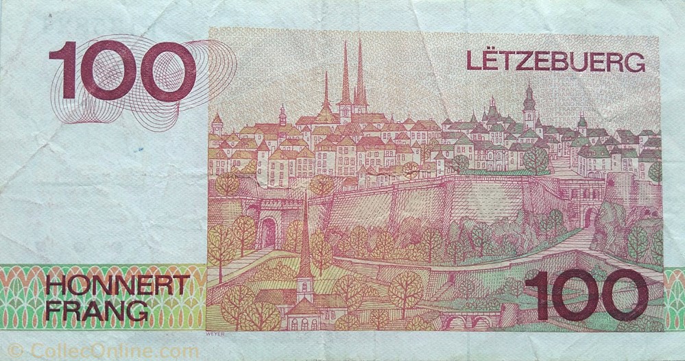 billets europe luxembourg 100 francs