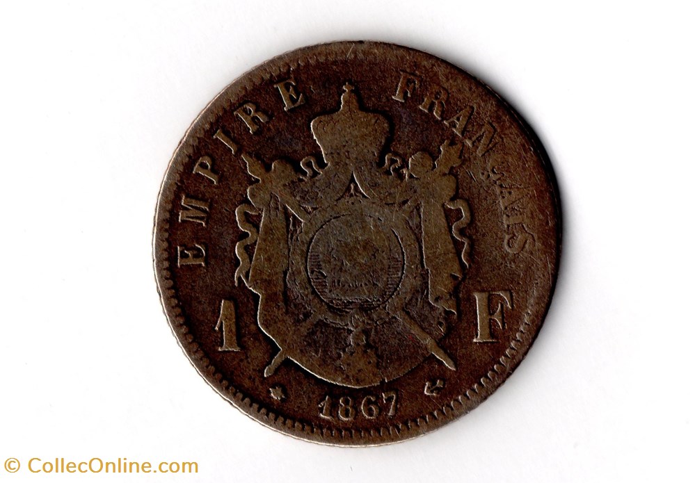 1 franc Napoléon III, tête laurée monnaie france moderne 1 franc napoleon iii tete lauree
