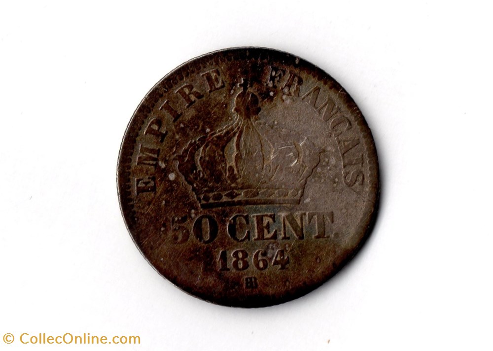 50 centimes Napoléon III, tête laurée monnaie france moderne 50 centimes napoleon iii tete lauree