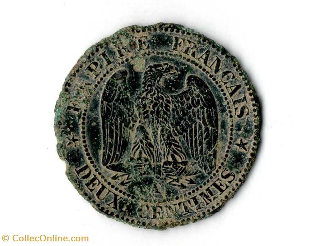2 centimes Napoléon III, tête laurée monnaie france moderne 2 centimes napoleon iii tete lauree