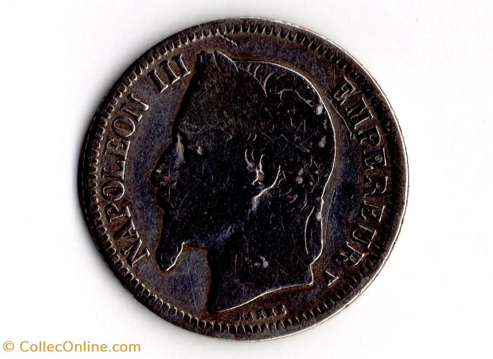 1 franc Napoléon III, tête laurée monnaie france moderne 1 franc napoleon iii tete lauree