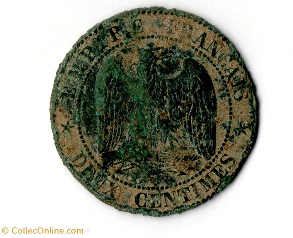 2 centimes Napoléon III, tête nue monnaie france moderne 2 centimes napoleon iii tete nue