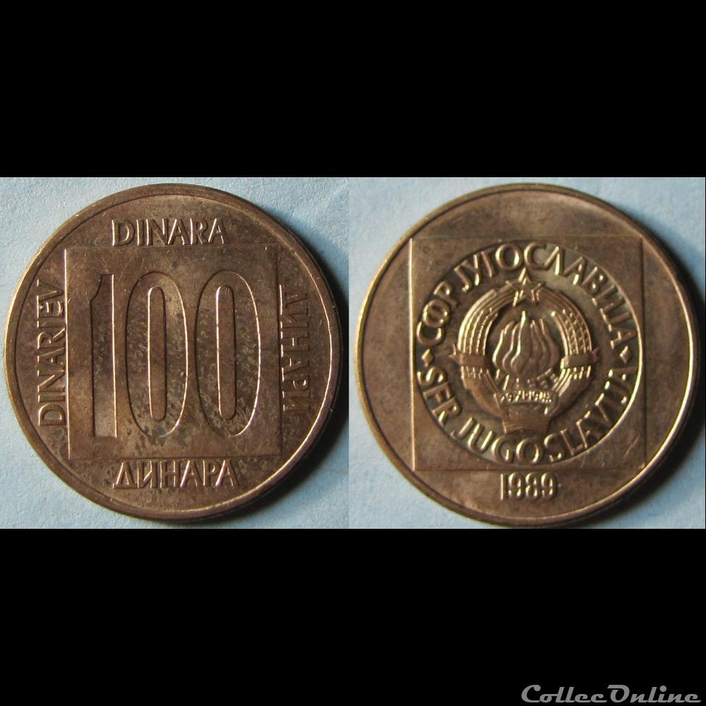 monnaie monde yougoslavie 100 dinars 1989