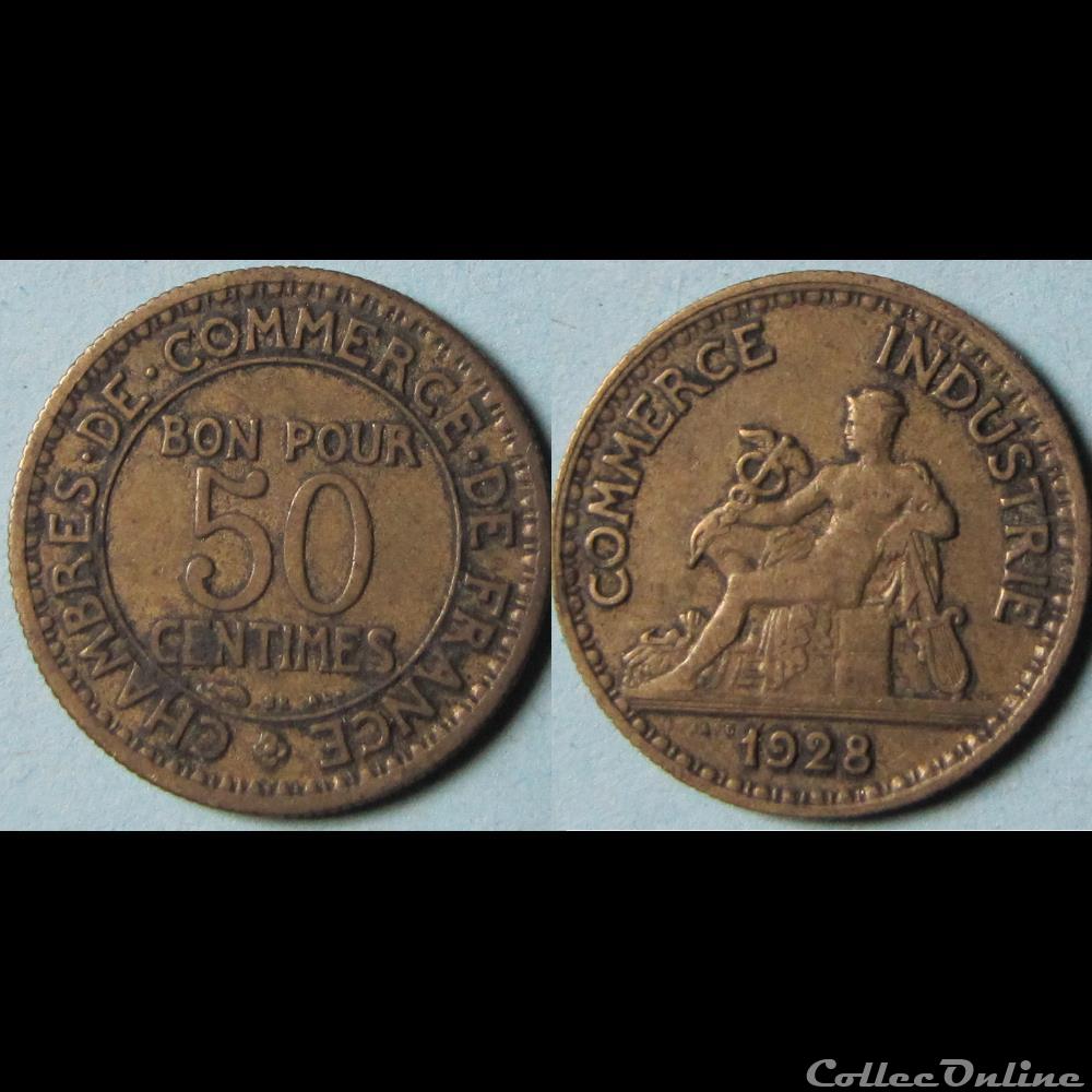 50 centimes Chambres de commerce de France (2 ouvert) 1928 monnaie moderne 50 centimes chambres de commerce de france 2 ouvert 1928