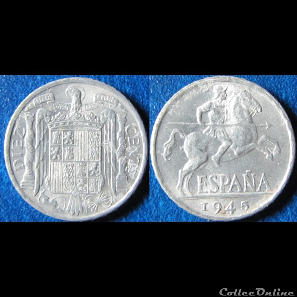 monnaie monde espagne 10 centimos cavalier iberique 1945