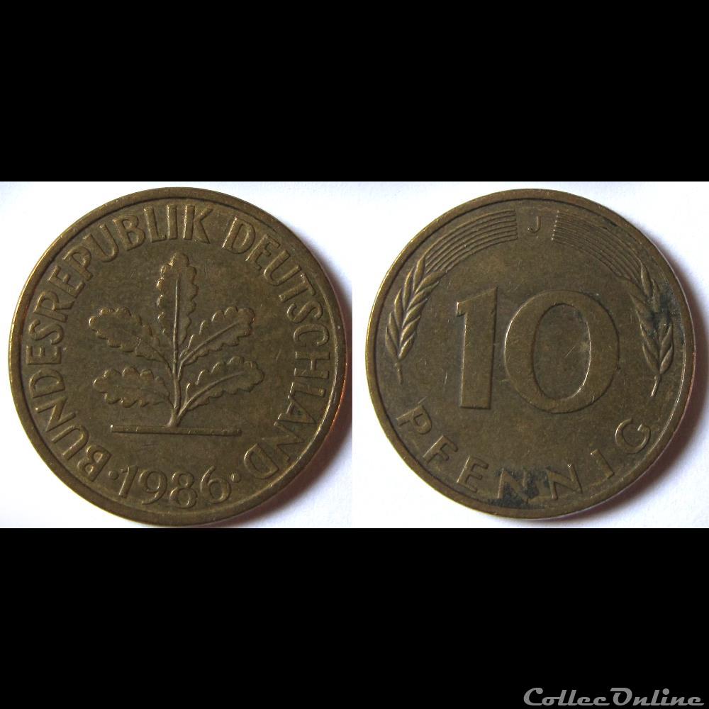 monnaie monde allemagne 10 pfennig 1986 j