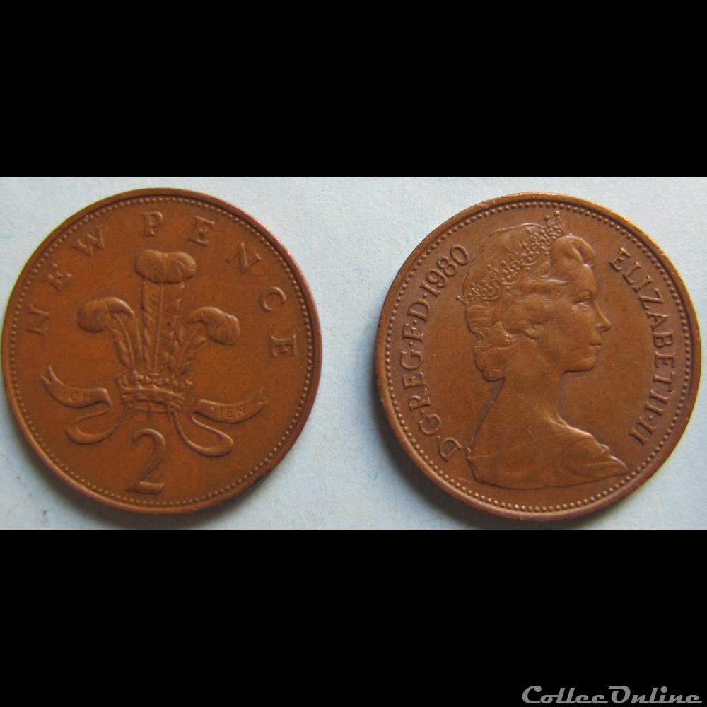 2 new pence Elizabeth II (2ème effigie) 1980 monnaie monde royaume uni 2 new pence elizabeth ii 2eme effigie 1980