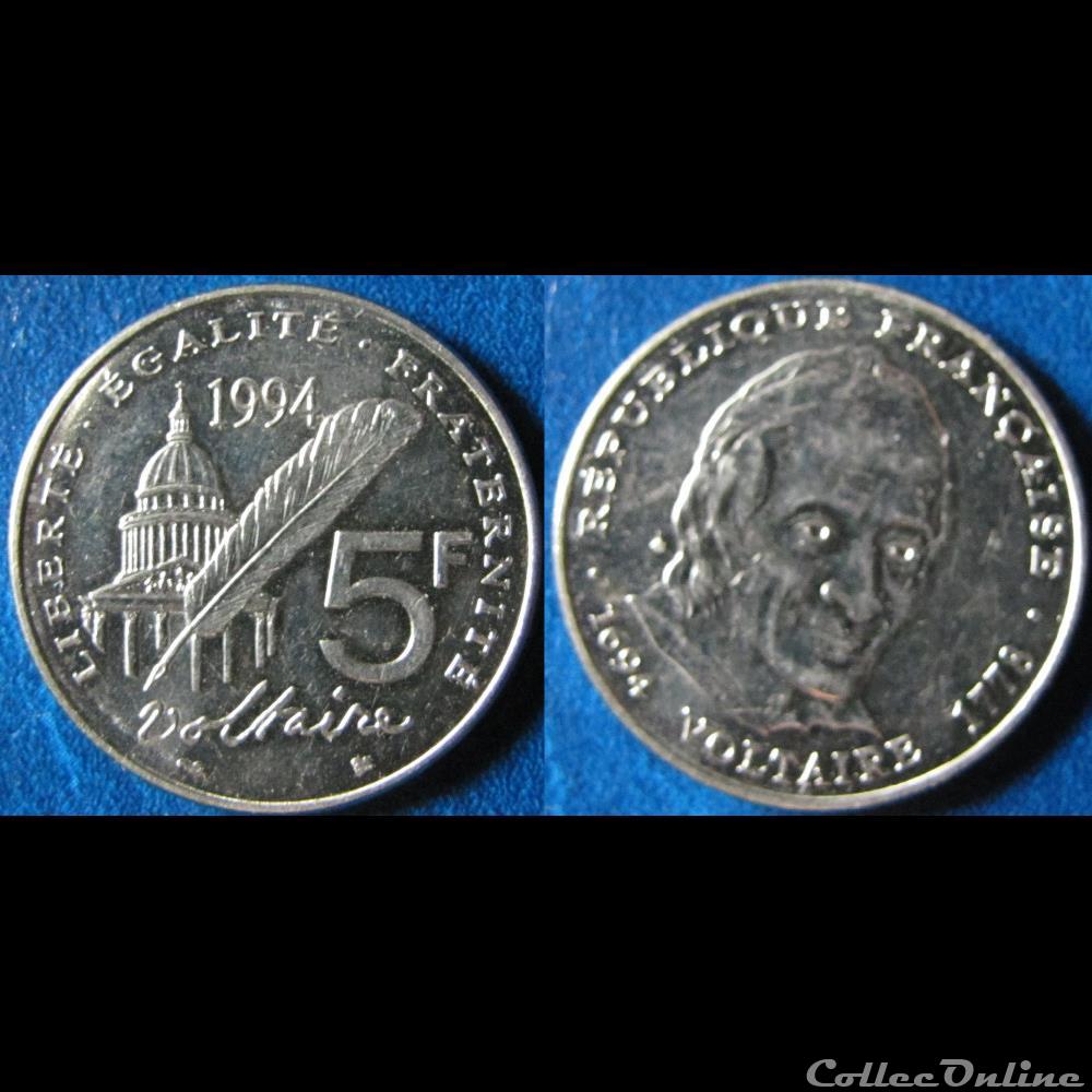 5 francs Voltaire 1994 monnaie france moderne 5 francs voltaire 1994