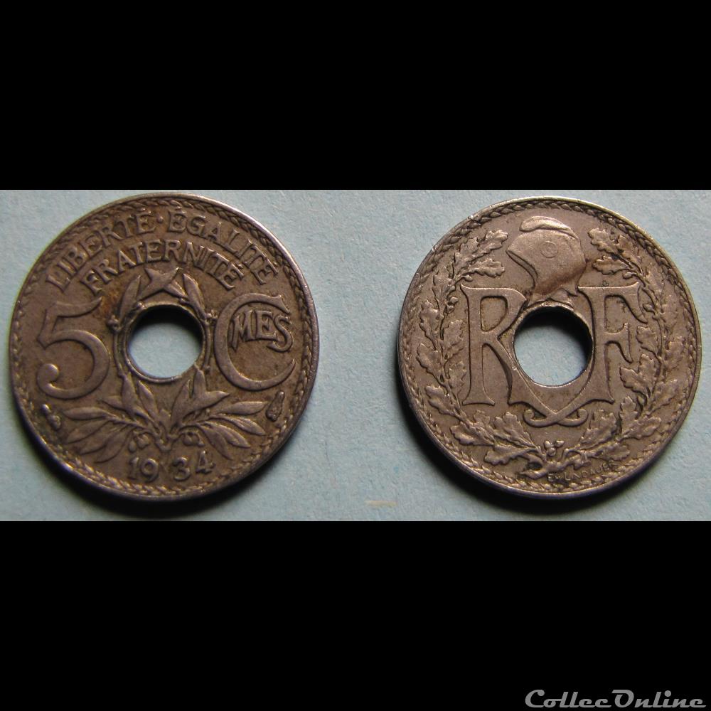 5 centimes LINDAUER, petit module 1934 monnaie france moderne 5 centimes lindauer petit module 1934