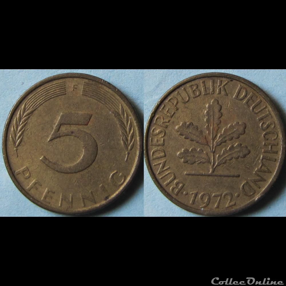 5 pfennig 1972 F monnaie monde allemagne 5 pfennig 1972 f