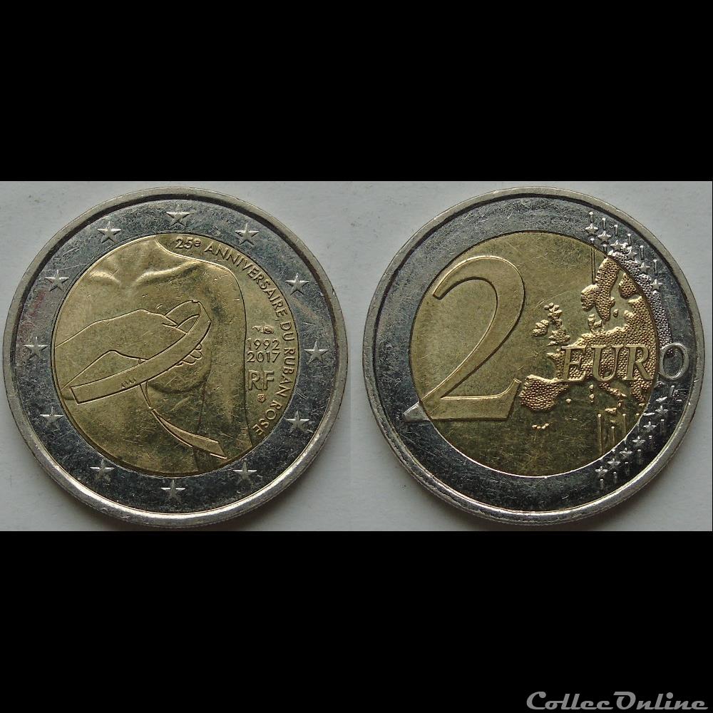 2 Euros Ruban Rose 2017 Monnaies Euros France Métal Cupro Nickel